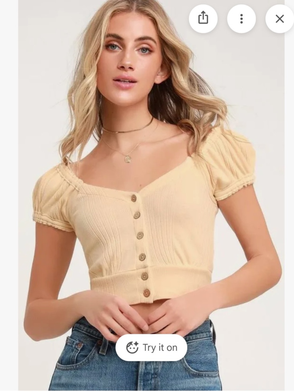 Free People shirt Puff-Sleeve Button Sz L